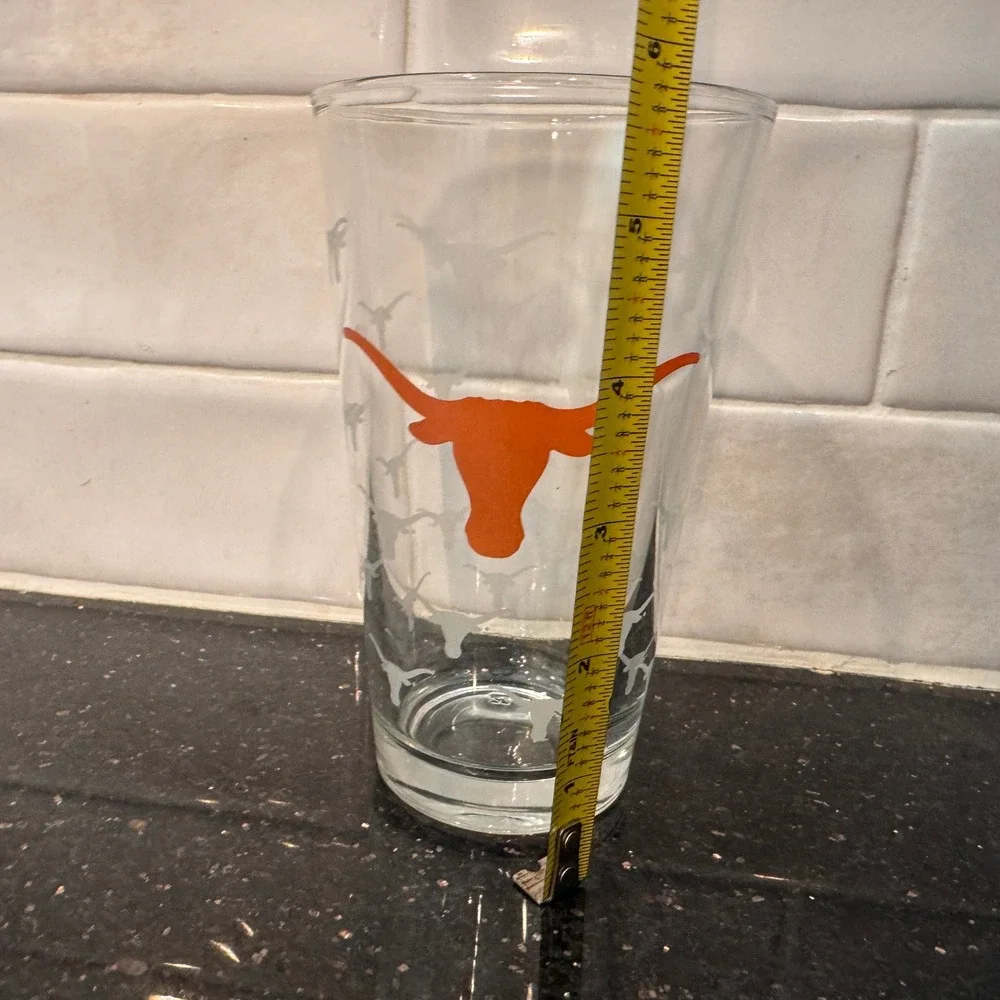 University of Texas Longhorns Pint Glass Burnt Orange Frosted Logo Barware 16oz